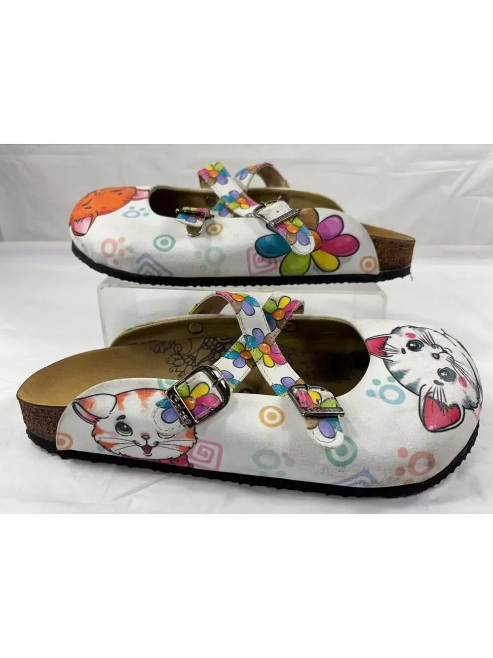 Calceo Handmade cat PATTERNED CLOGS Mules Size 9.5